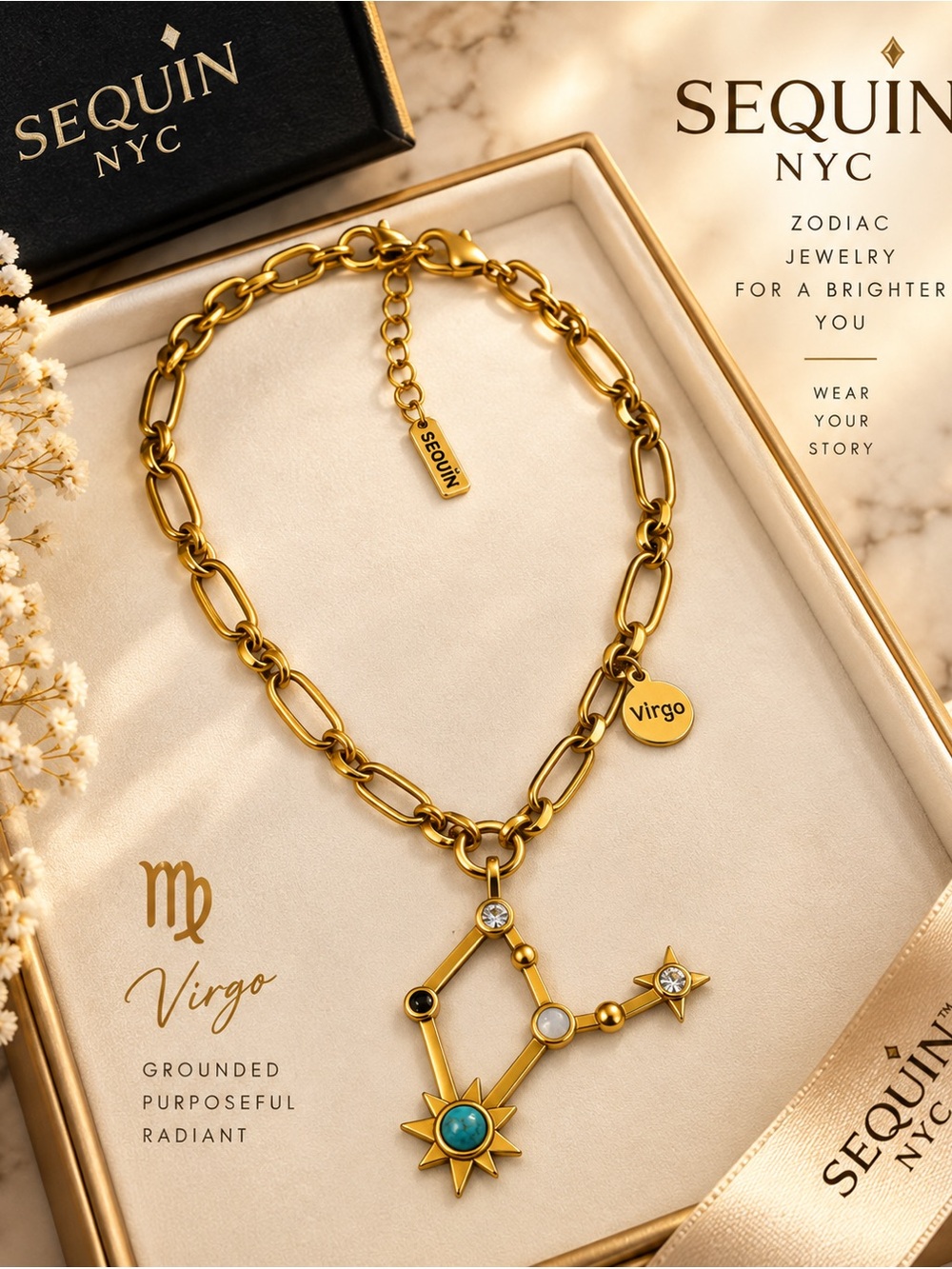 Virgo Gold Zodiac Necklace